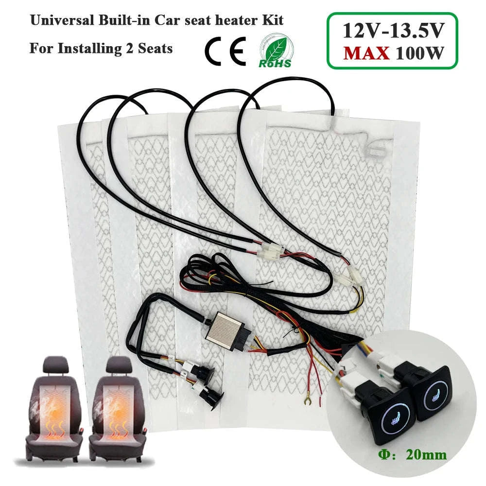 Universal 100W Built‑In Car Seat Heater Kit for Two Seats-Universal model A