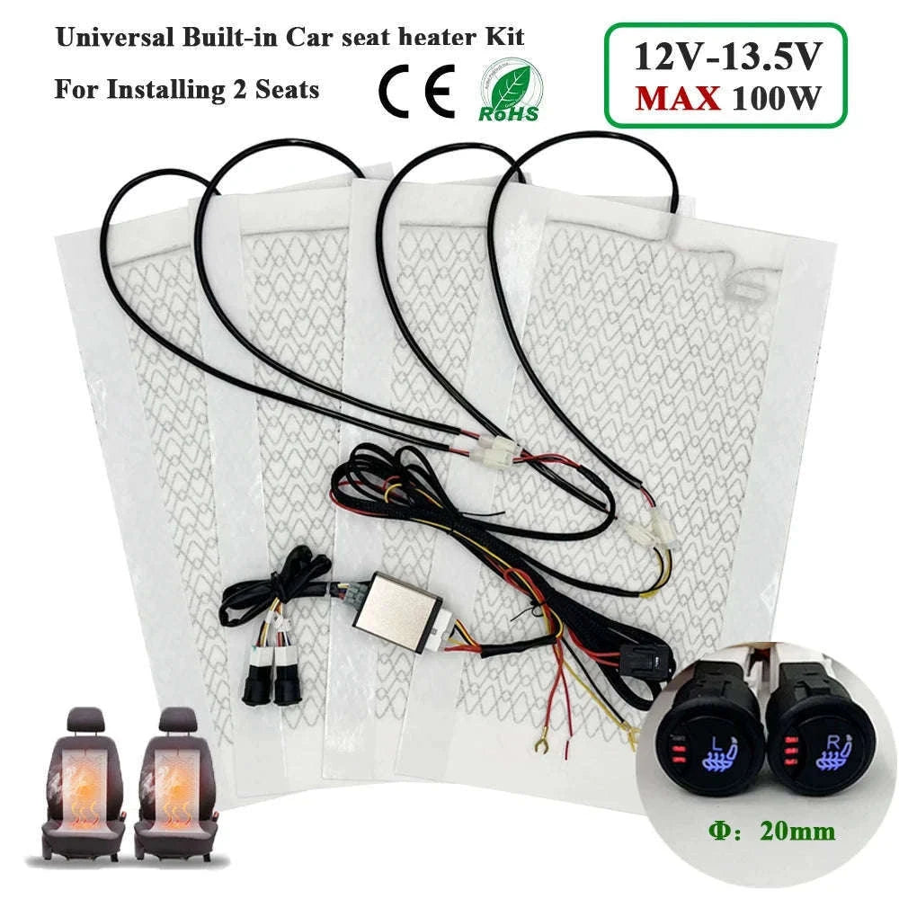 Universal 100W Built-In Car Seat Heater Kit for Two Seats-Universal model A