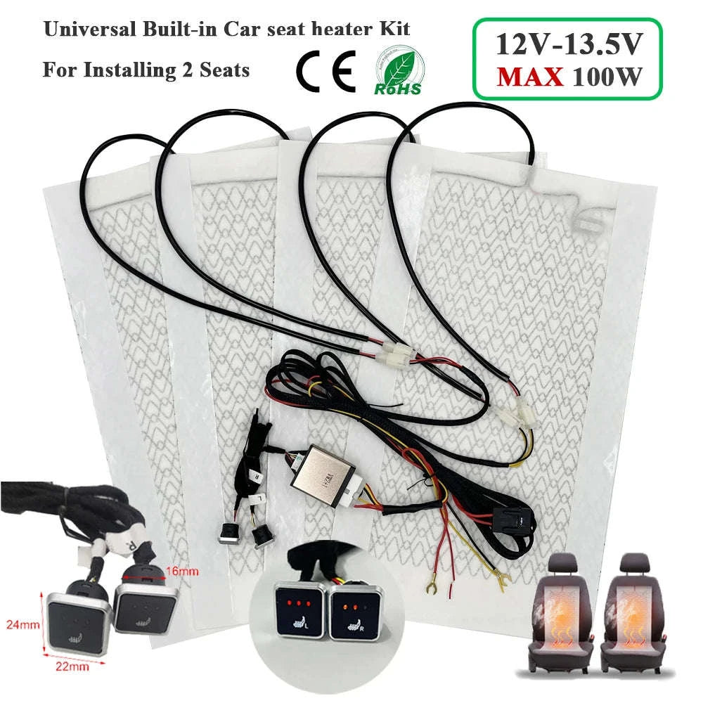 Universal 100W Built‑In Car Seat Heater Kit for Two Seats-Universal model A