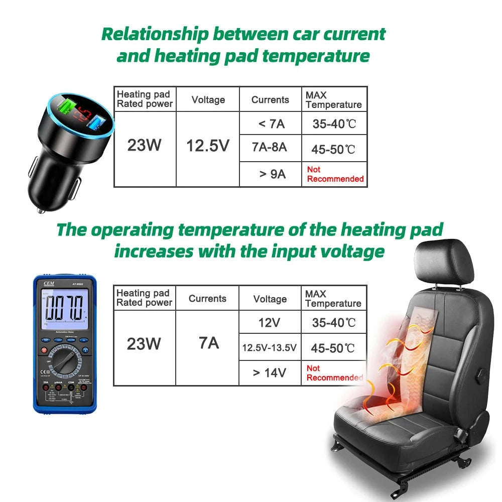 Universal 100W Built‑In Car Seat Heater Kit for Two Seats-Universal model A