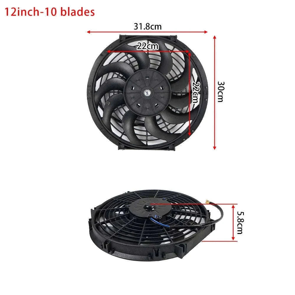 Universal 12V Car Radiator Cooling Fan 7-16 Inch-14inch
