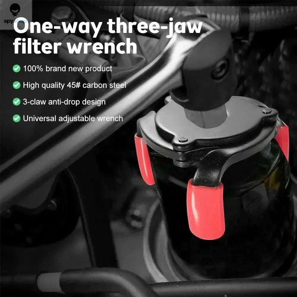 Universal 3-Jaw Oil Filter Wrench for Secure Filter Removal-black