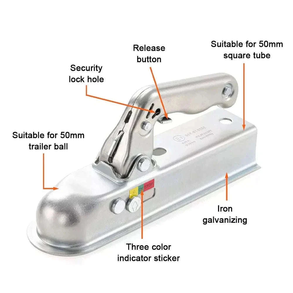 Universal 50mm Trailer Coupling Hitch for Unbraked Trailers up to 750kg-Default Title
