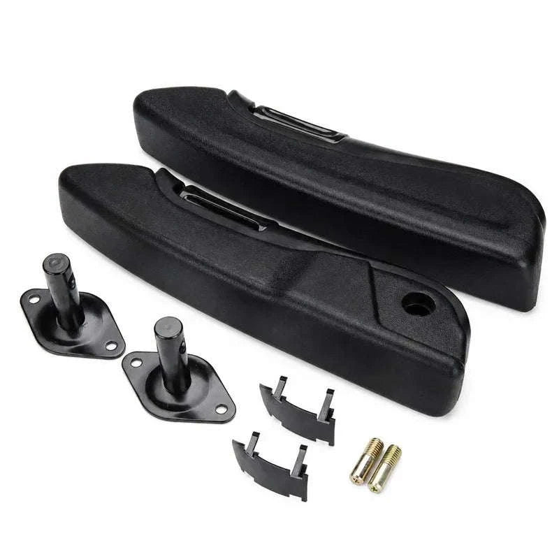 Universal Adjustable Car Seat Armrest Pair Kit PU Leather-black / Germany