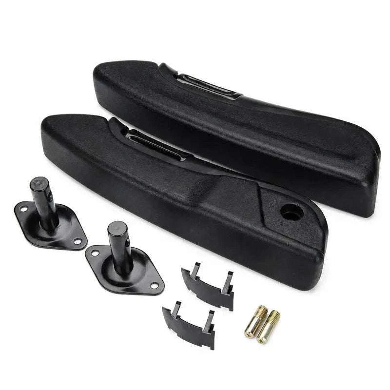 Universal Adjustable Car Seat Armrest Pair Kit PU Leather-black / Germany