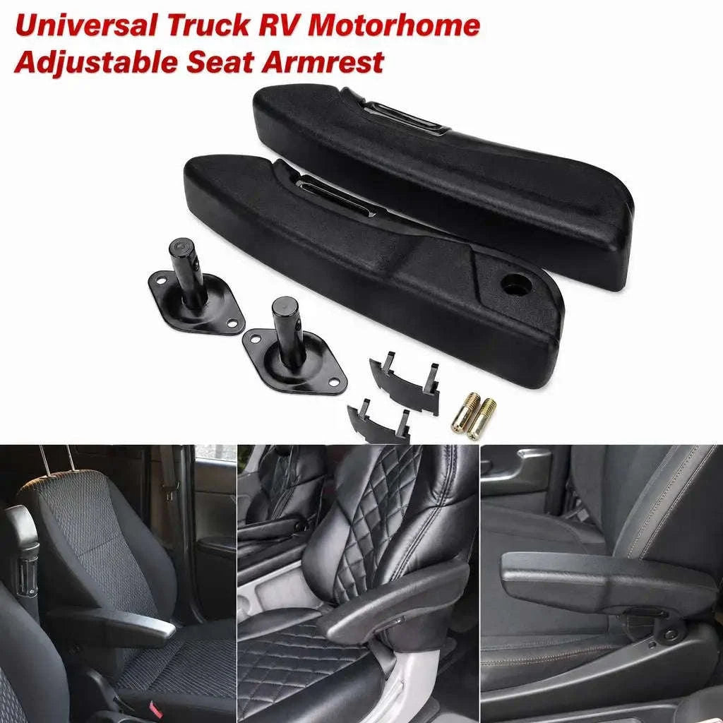 Universal Adjustable Car Seat Armrest Pair Kit PU Leather-black / Germany