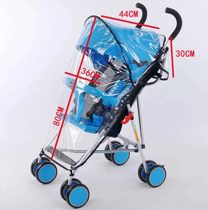 Universal Baby Stroller Rain Cover for Wet, Windy Walks-PEVA side net