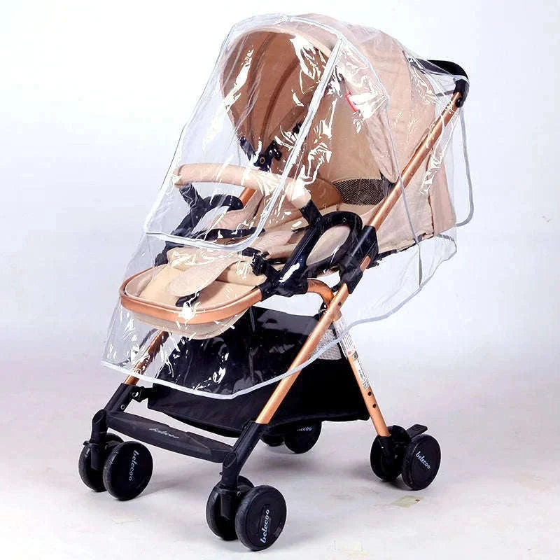 Universal Baby Stroller Rain Cover for Wet, Windy Walks-PEVA side net