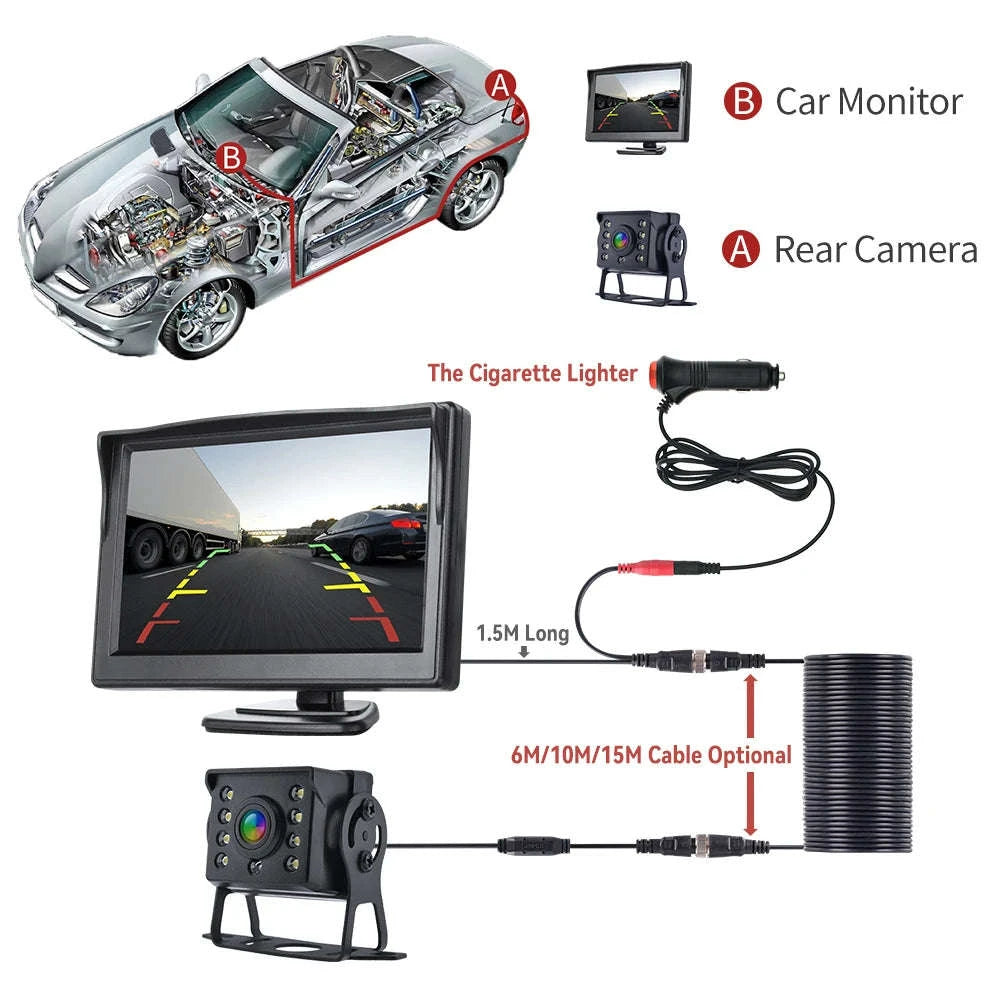 Universal Backup Car Rear View Camera with 5 Inch Monitor-4.3inch 6M