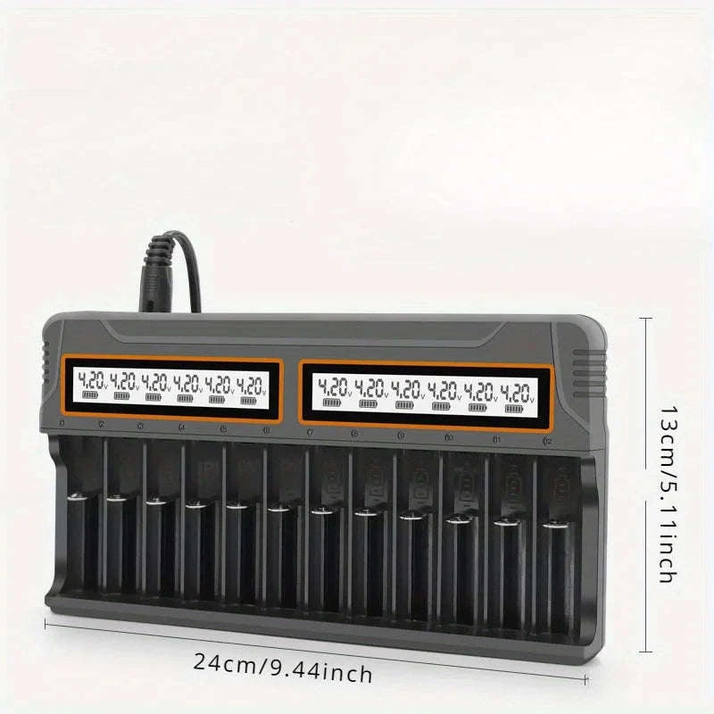 Universal Battery Charger with LCD for 18650 AA AAA 12 Slots-black / US / United States