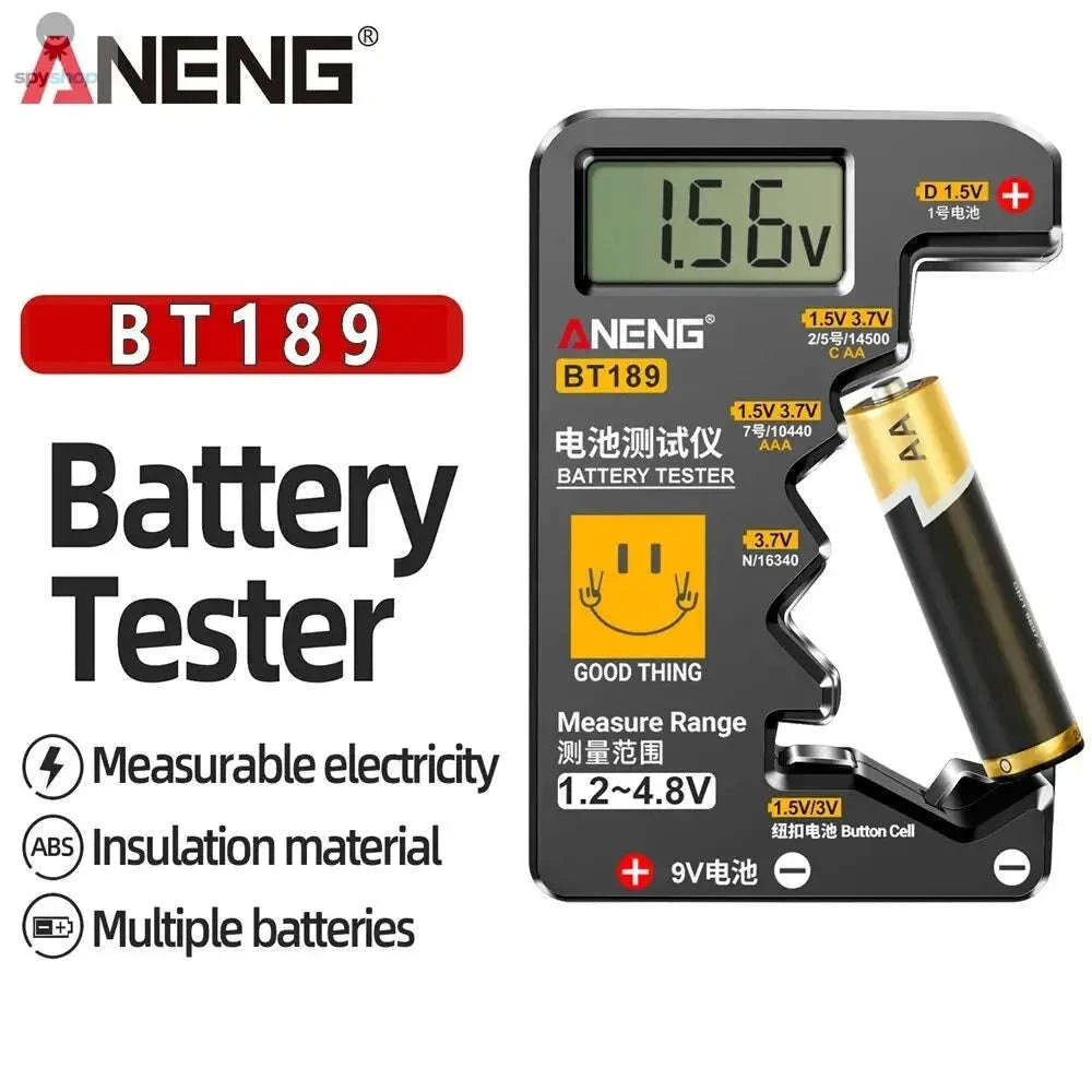 Universal Battery Tester BT189 – LCD Voltage Checker for Multiple Battery Types-BT189 Black(box)