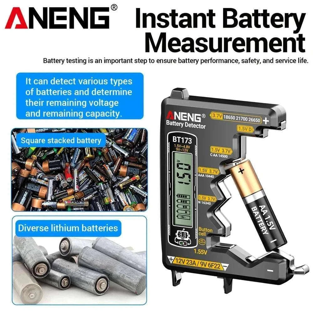 Universal Battery Tester for AA AAA C D 9V Button Cell and Lithium-Black