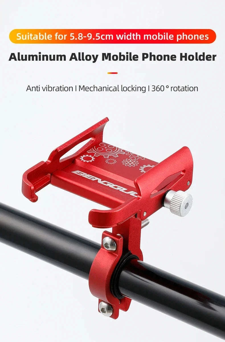 Universal Bike Phone Holder for Secure, Hands-Free Navigation-Red-360