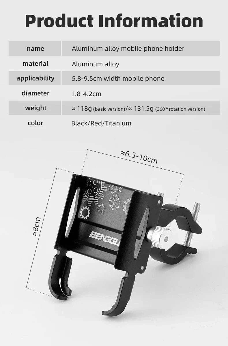 Universal Bike Phone Holder for Secure, Hands-Free Navigation-Red-360