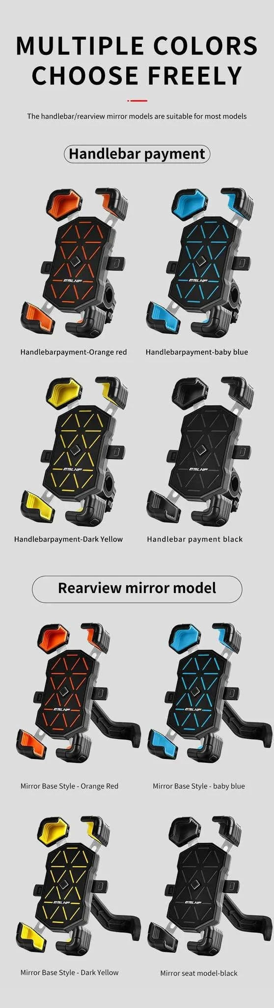 Universal Bike Phone Holder Mount for 4.5–7.2 Inch Devices-Orange Handlebar