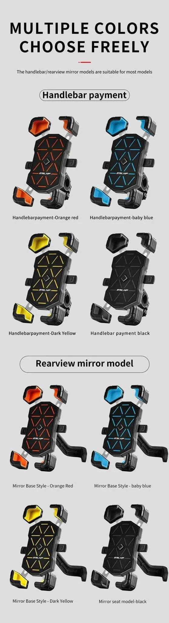 Universal Bike Phone Holder Mount for 4.5–7.2 Inch Devices-Orange Handlebar