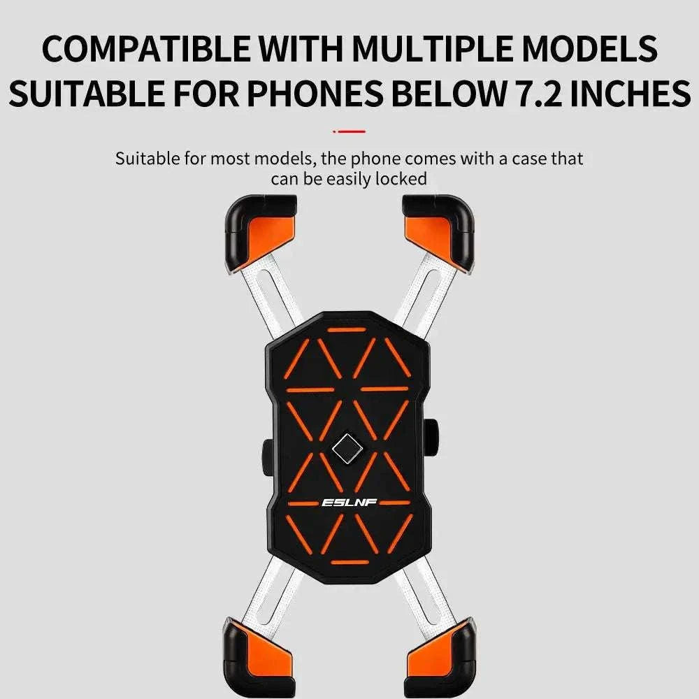 Universal Bike Phone Holder Mount for 4.5–7.2 Inch Devices-Orange Handlebar