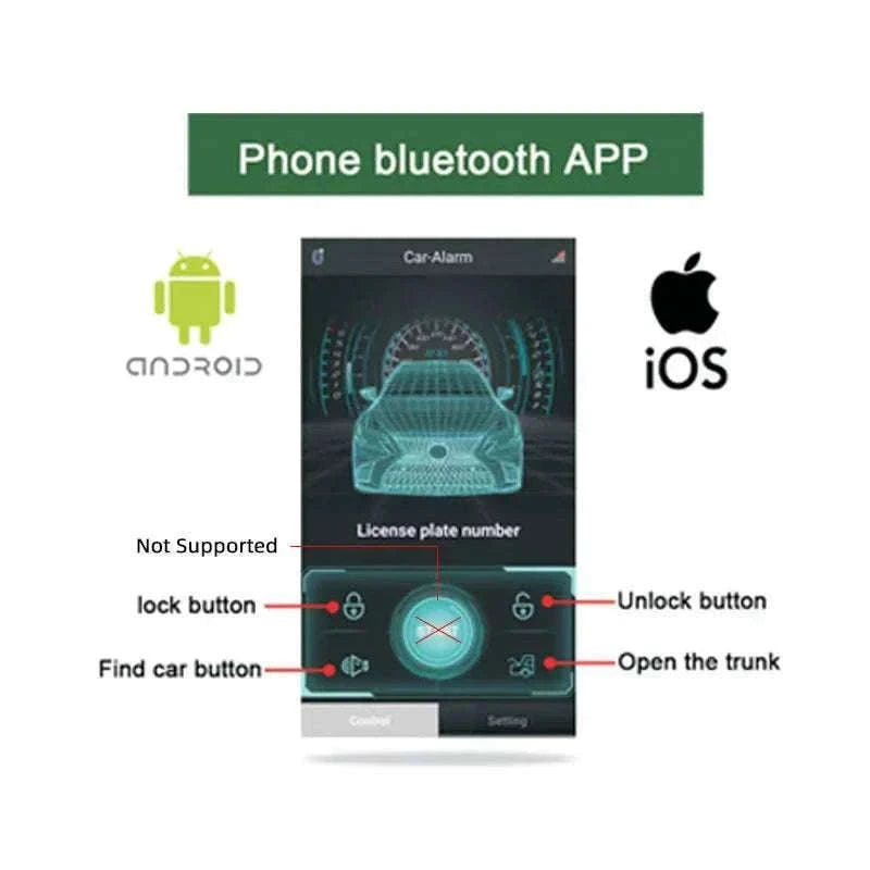Universal Car Alarm System with Remote & App Keyless Entry Control-SQ606-001