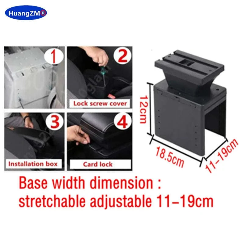 Universal Car Armrest Box Storage Accessory-B1 red line 3USB