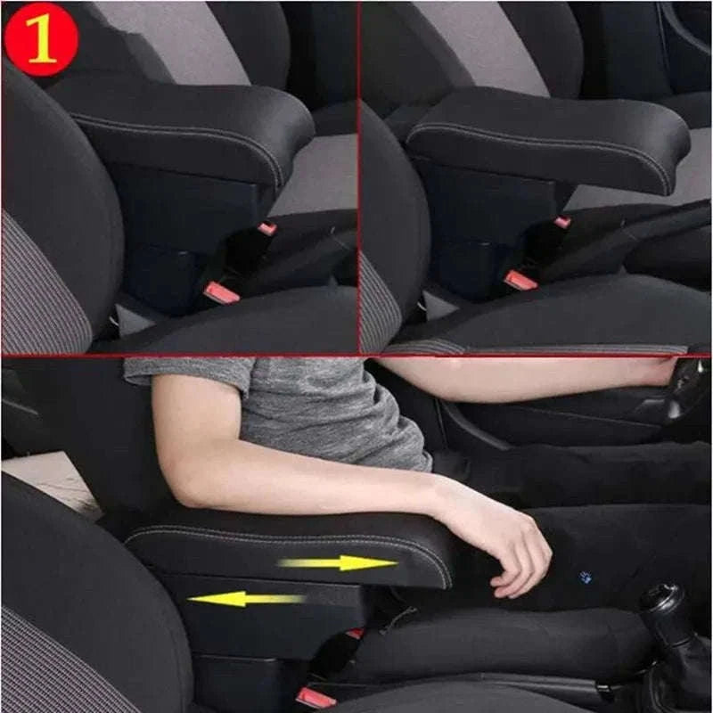 Universal Car Armrest Box Storage Accessory-B1 red line 3USB