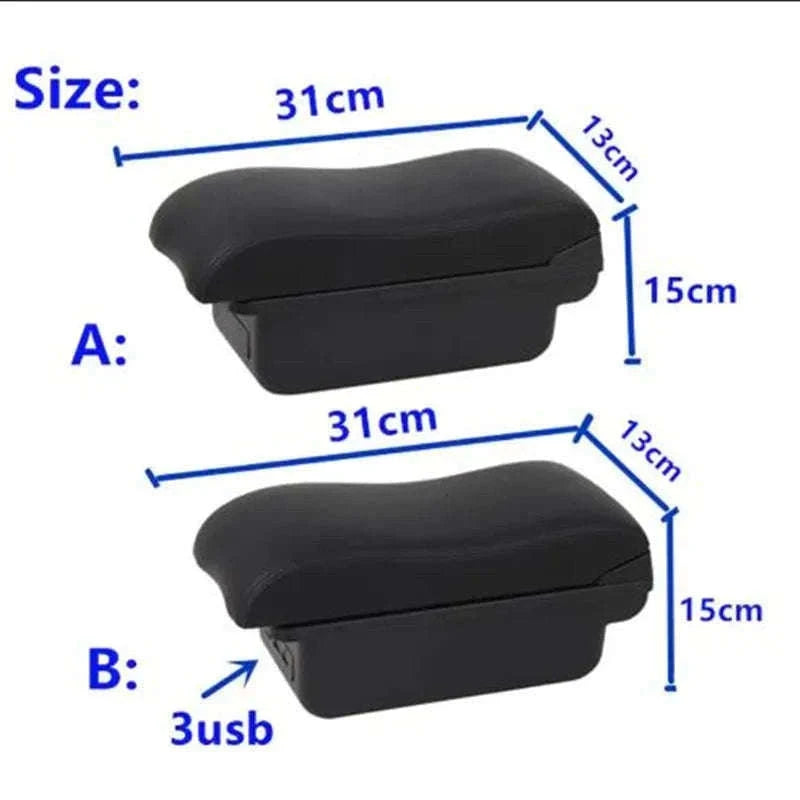 Universal Car Armrest Box Storage Accessory-B1 red line 3USB