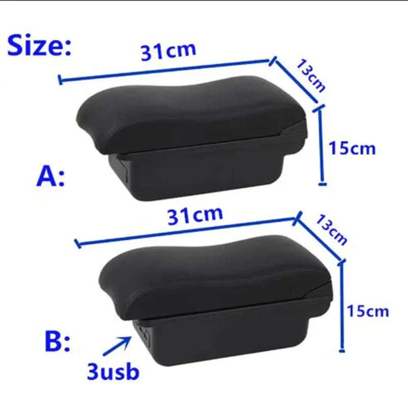 Universal Car Armrest Box Storage Accessory-B1 red line 3USB