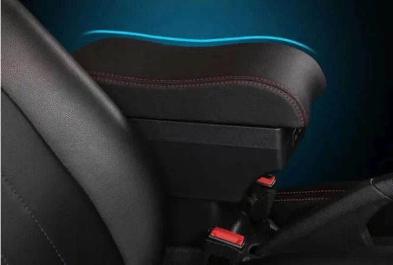 Universal Car Armrest Box Storage Accessory-B1 red line 3USB