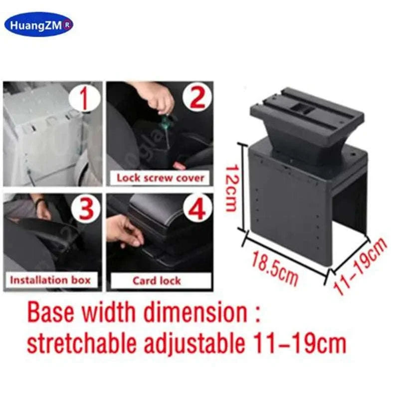 Universal Car Armrest Box with Storage-A2 black line No USB