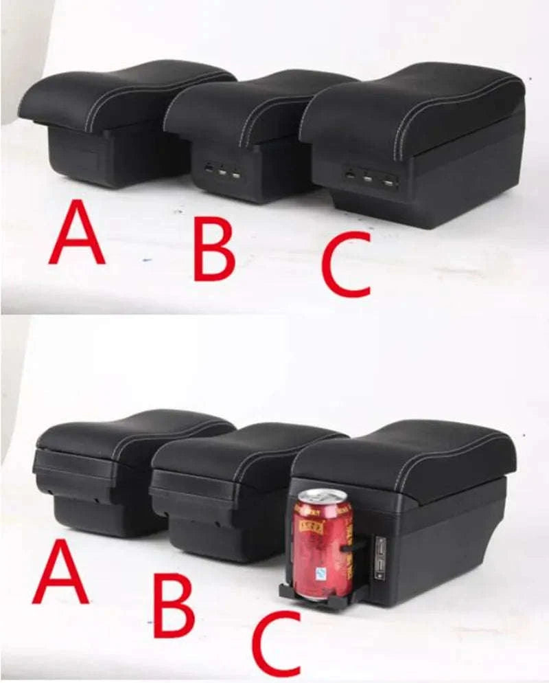 Universal Car Armrest Box with Storage-A2 black line No USB