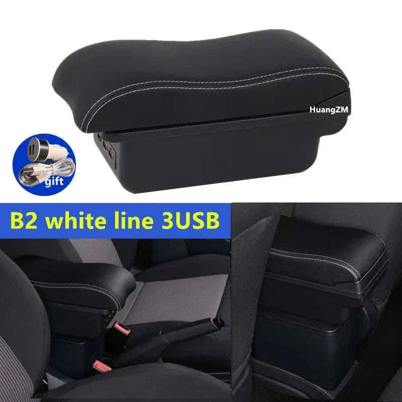 Universal Car Armrest Box with Storage-A2 black line No USB