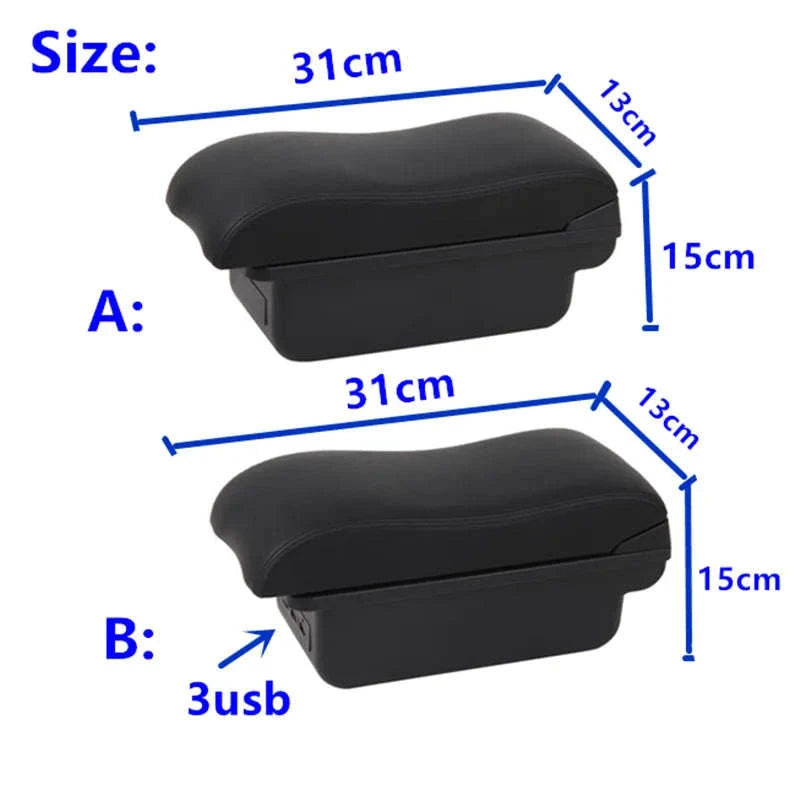 Universal Car Armrest Box with Storage-A2 black line No USB