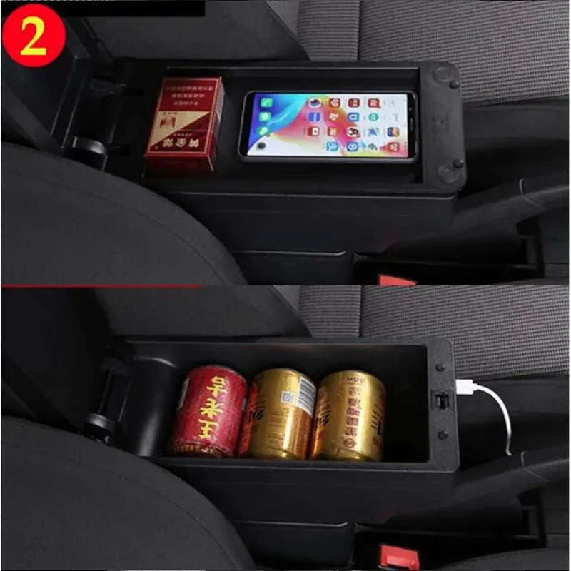 Universal Car Armrest Box with Storage-A2 black line No USB