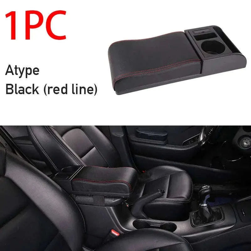 Universal Car Armrest with Cup Holder and USB Storage Box-B type Red