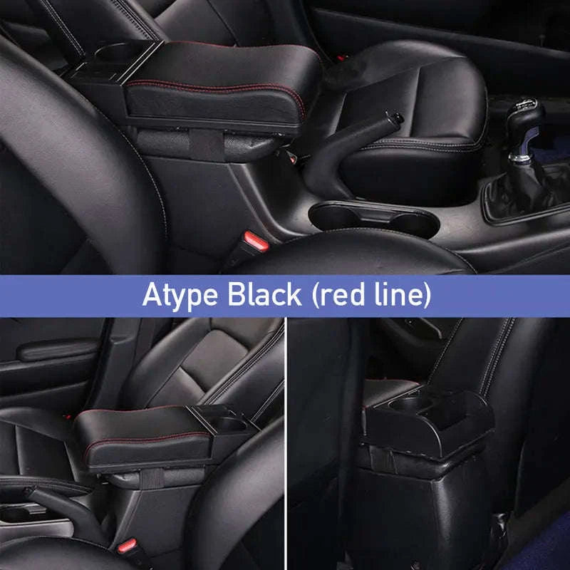 Universal Car Armrest with Cup Holder and USB Storage Box-B type Red