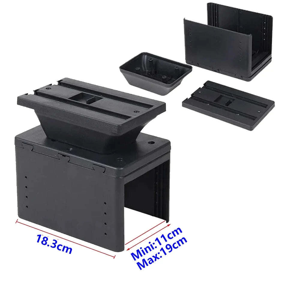 Universal Car Armrest with Storage and Optional USB Ports-C1 Black red No USB