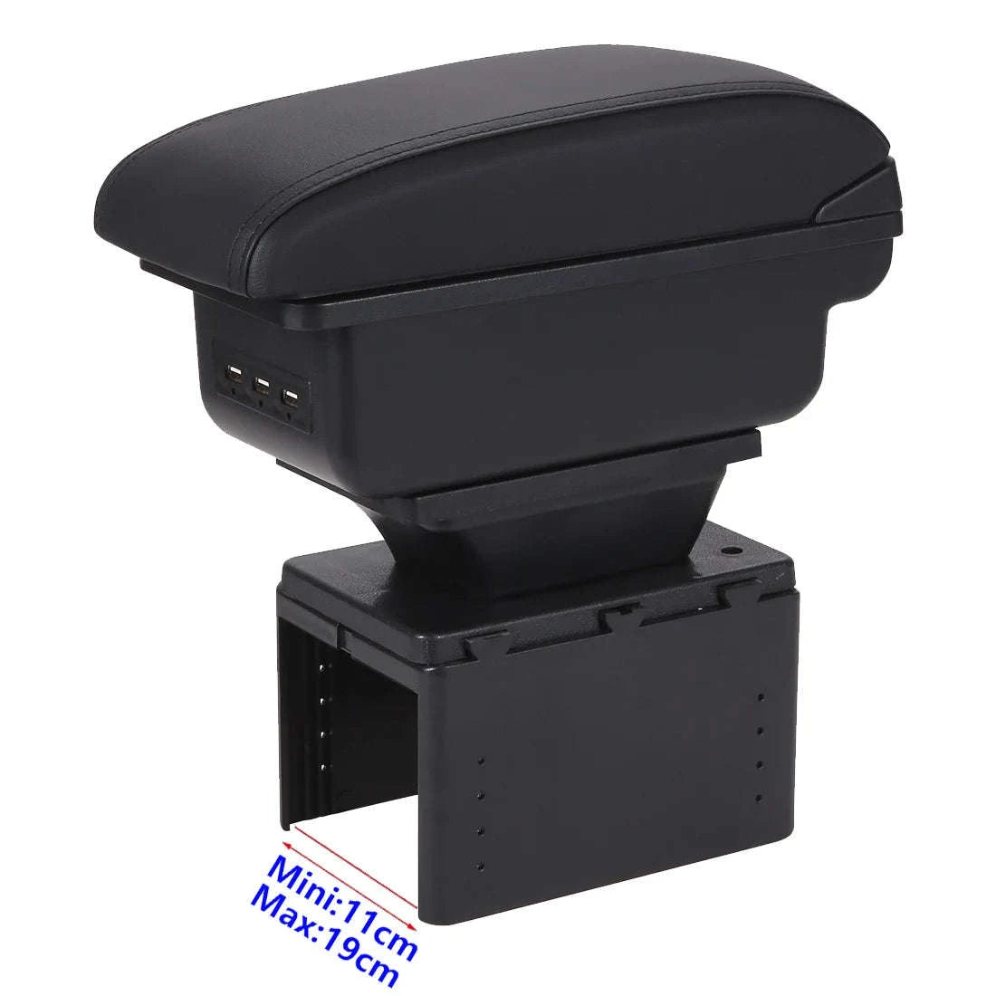 Universal Car Armrest with Storage and Optional USB Ports-C1 Black red No USB