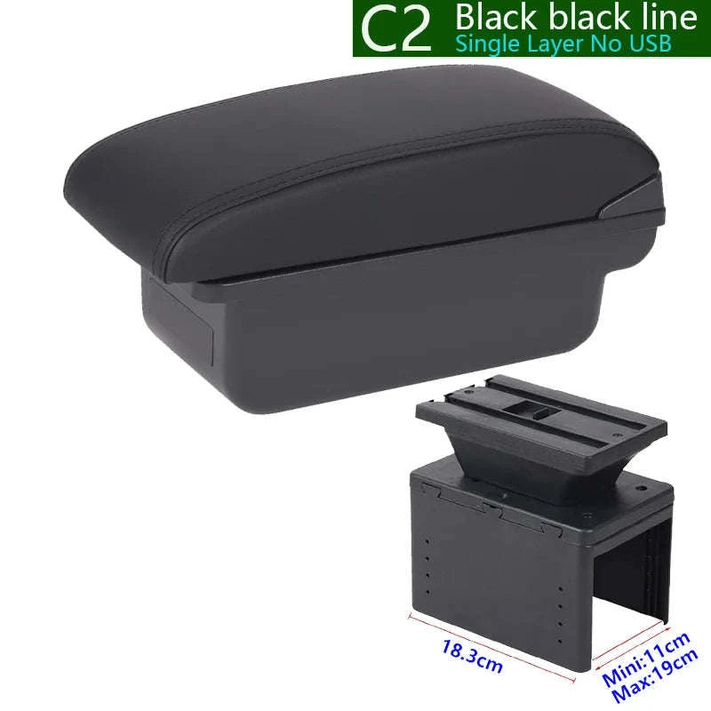 Universal Car Armrest with Storage and Optional USB Ports-C1 Black red No USB