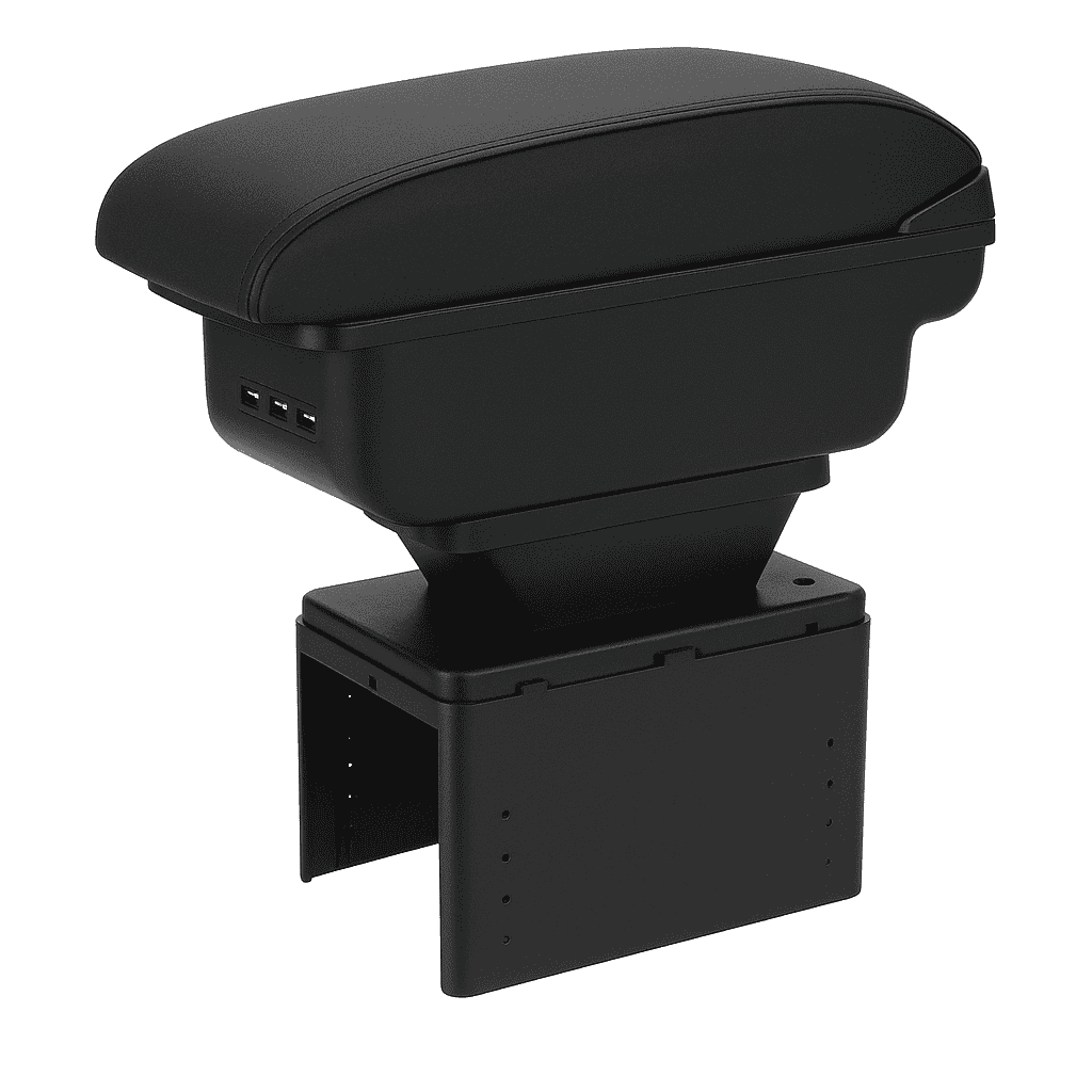 Universal Car Armrest with Storage and USB Charging Ports-C1 Black red No USB