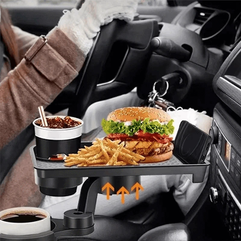 Universal Car Cup Holder Tray 360° Rotating Adjustable Dual Cup Organizer-United States / As Shown