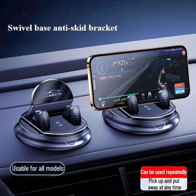 Universal Car Phone Mount Rotatable Dashboard Suction Cup Stand-black