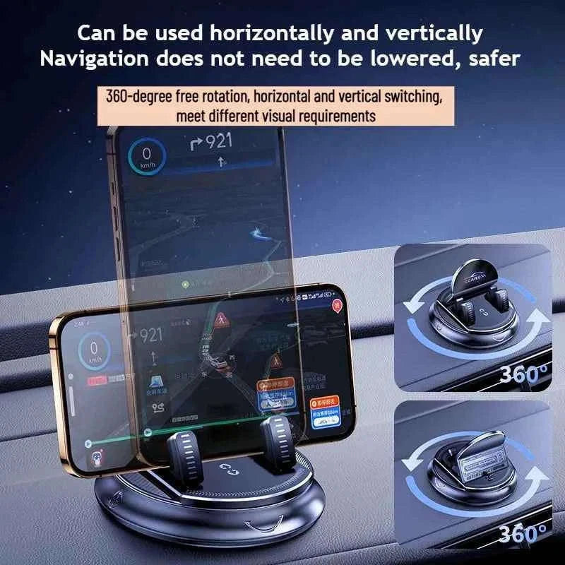 Universal Car Phone Mount Rotatable Dashboard Suction Cup Stand-black