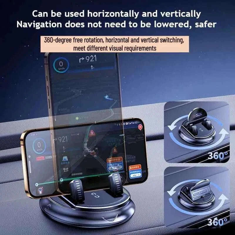 Universal Car Phone Mount Rotatable Dashboard Suction Cup Stand-black