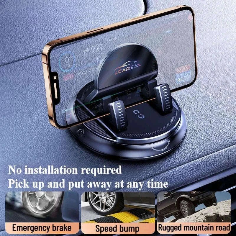 Universal Car Phone Mount Rotatable Dashboard Suction Cup Stand-black