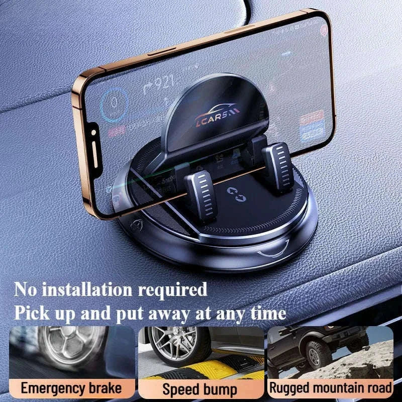 Universal Car Phone Mount Rotatable Dashboard Suction Cup Stand-black