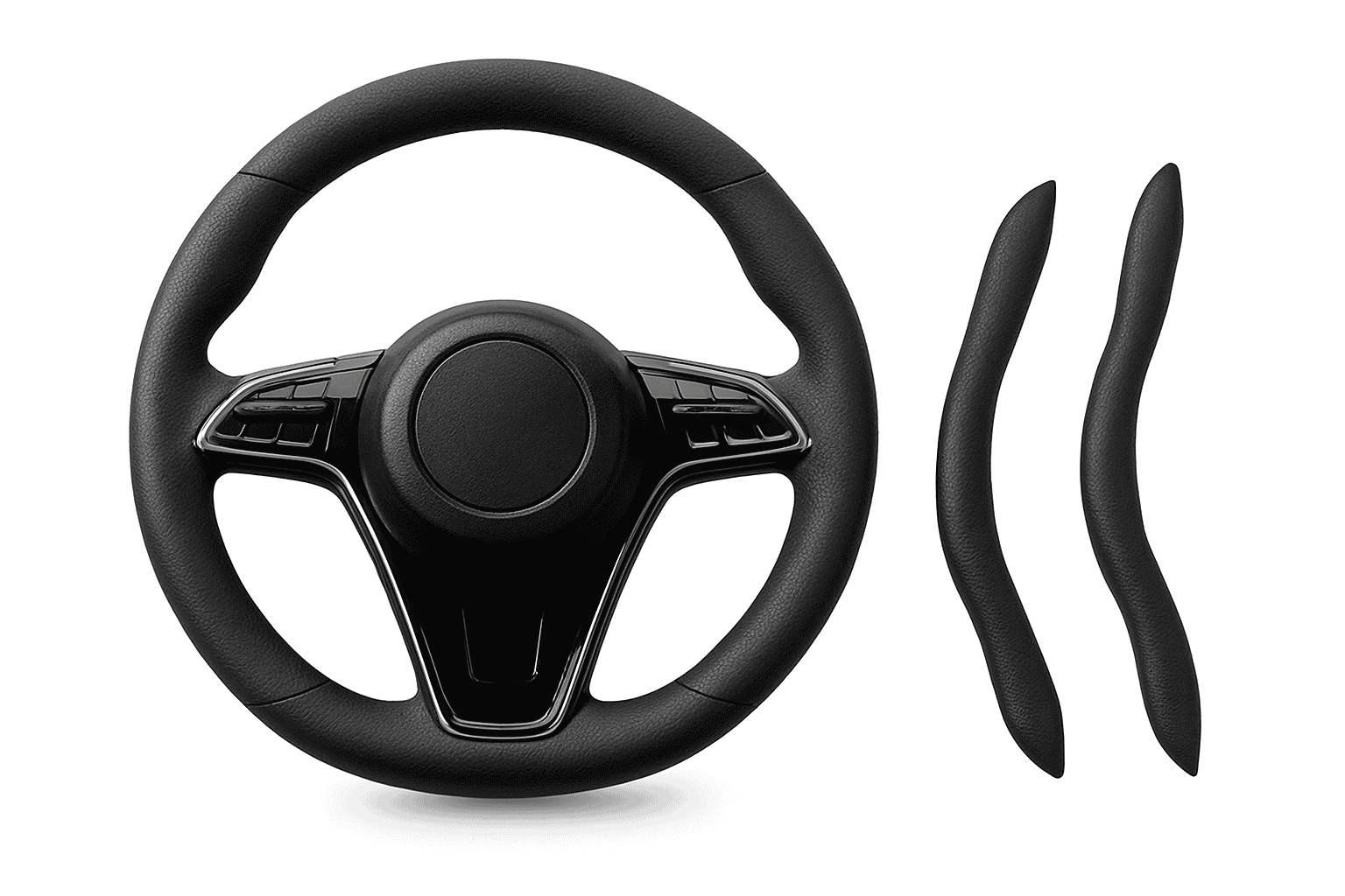 Universal Car Steering Wheel Cover 3-Piece Premium Leather Ultra-Slim Non-Slip-3Pcs Black-Red Tag