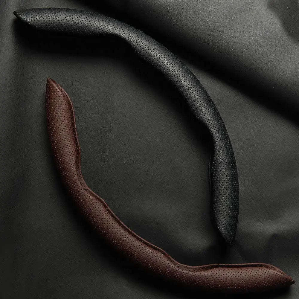 Universal Car Steering Wheel Cover 3-Piece Premium Leather Ultra-Slim Non-Slip-3Pcs Black-Red Tag