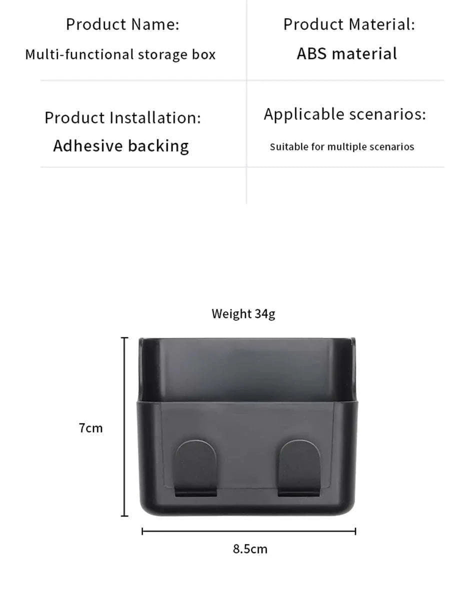 Universal Car Storage Box with Dual Hooks and Charging Port-Black