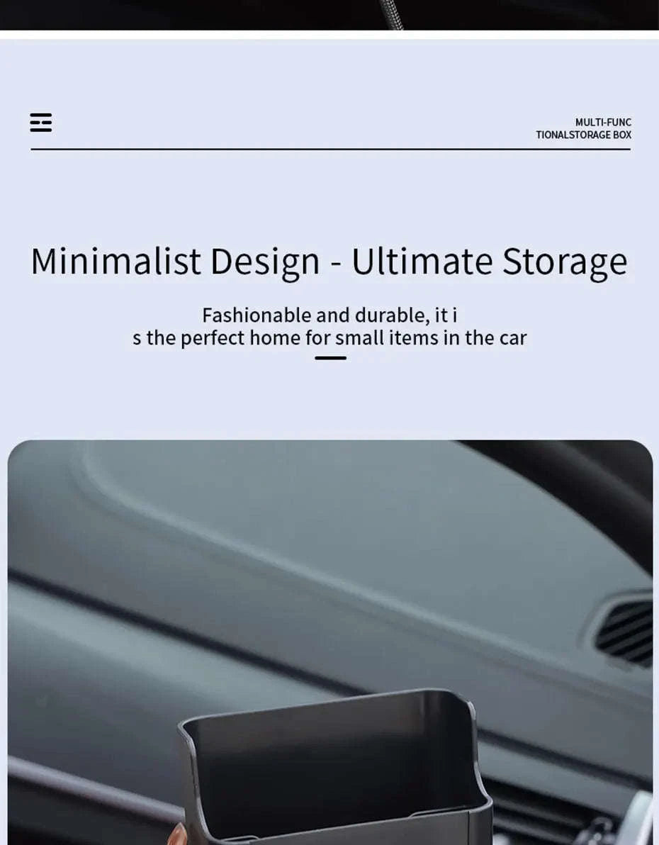 Universal Car Storage Box with Dual Hooks and Charging Port-Black