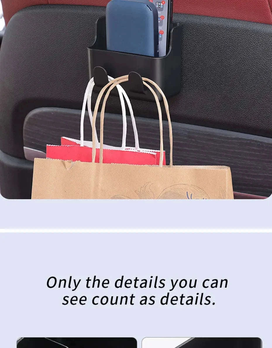 Universal Car Storage Box with Dual Hooks and Charging Port-Black