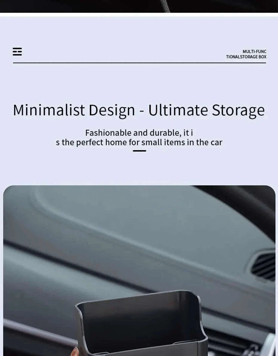 Universal Car Storage Box with Dual Hooks and Charging Port-Black